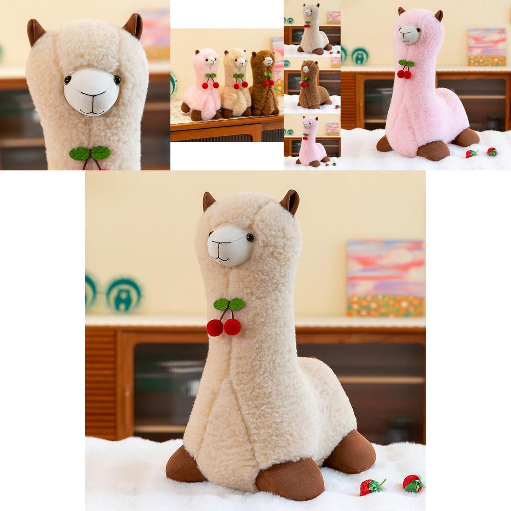 Милая плюшевая игрушка альпака, мягкая и приятная на ощупь, подарок, доступна в розовом, бежевом и коричневом цветах