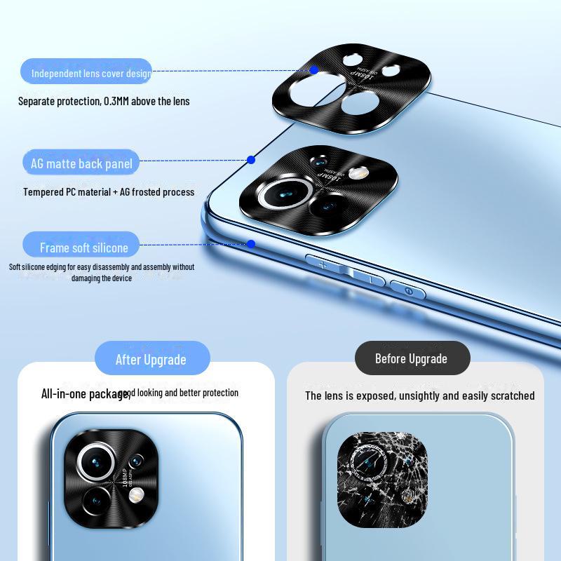 Матовый металлический чехол для объектива Xiaomi 11 — подходит для Xiaomi 14 Pro/12X/11, высококачественный гальванизированный защитный чехол