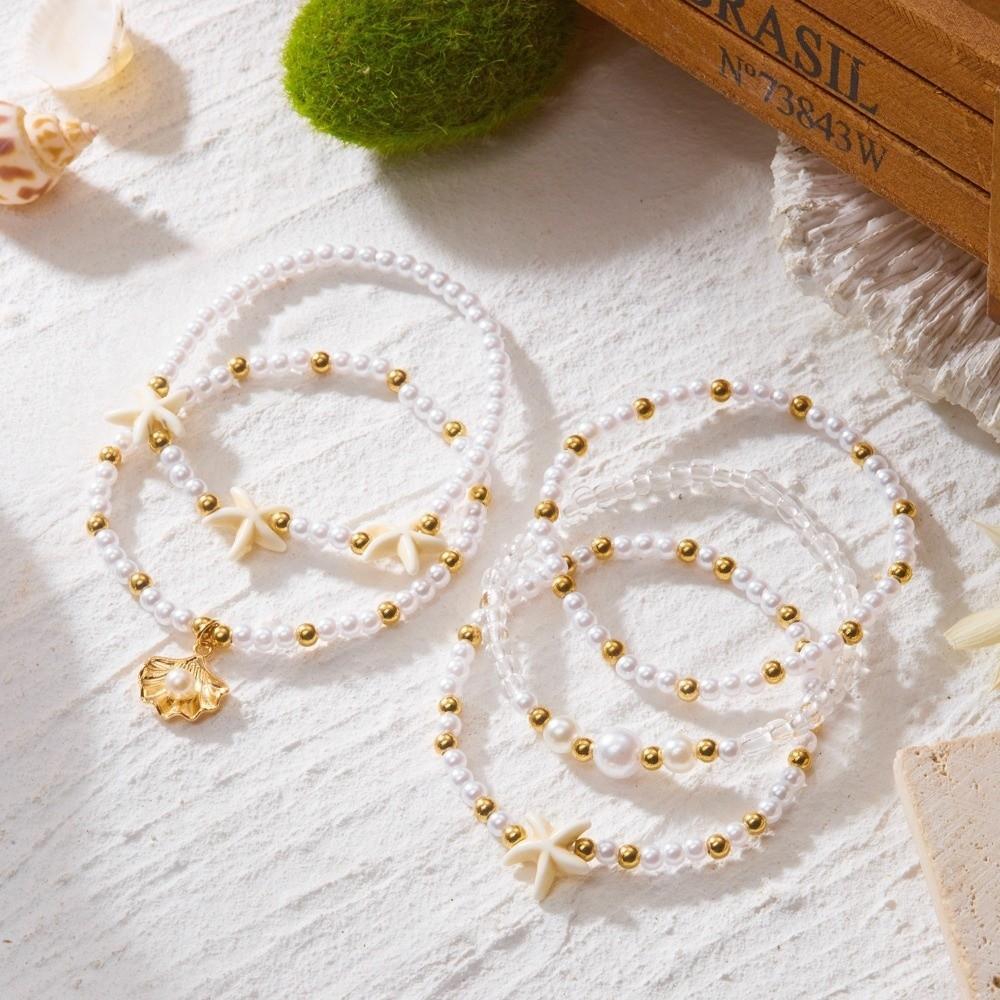 Bohemian Multilayer Shell Bracelets Starfish Wrap Charm Hand Chain New Conch Beaded Bangles Gifts