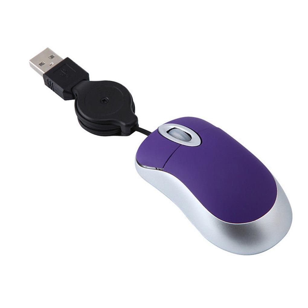 Computer 3 Buttons Mouse Mini Wired Small Hand Retractable USB Cable Adjustable Scalable Gaming Mice Office Kids