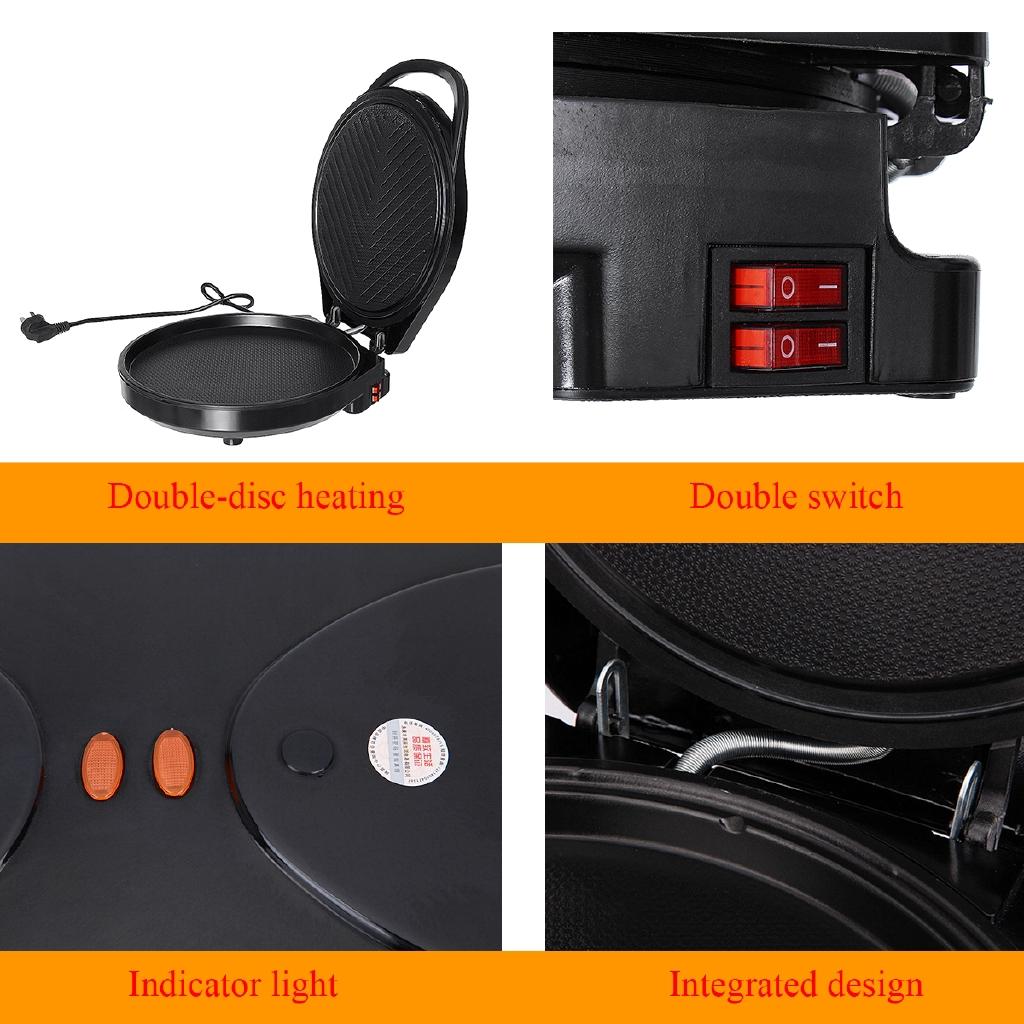 220V 1200W Electric Pancake Maker Automatic Double-sided Baking Pizza Machine Portable Household Roaster Waffle Machine