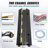 3 Pack Rubber Cable Protector Ramp, 2 Channel, 12000 lbs/axle Capacity Heavy Duty Hose Wire Cover Ramp Driveway, Traffic Speed Bump w/ Flip-Open Top