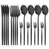 16 Pcs Mirror Black Gold Stainless Steel Cutlery Set Christmas Tableware Dinnerware Set Knife Spoons Cake Fork Home Silverware