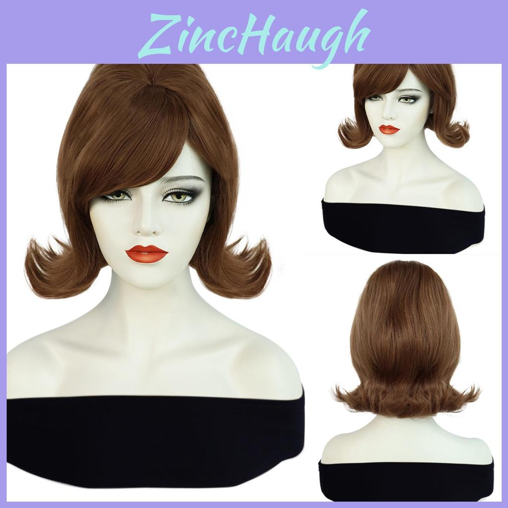Cos Female Costume Wig With Slanted Bangs And Vintage Flipped Ends Made Of Hightemp Silk For Cosplay