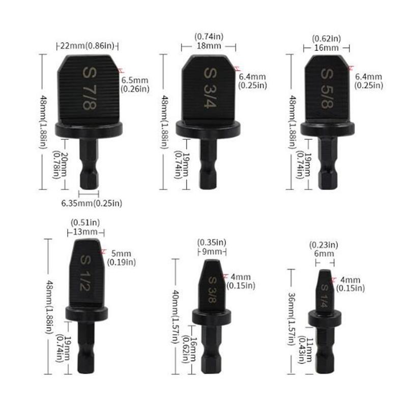 6pc Copper Tube Hole Expander Electric Expansion Head Expansion Mouth Air Conditioner Maintenance Electric Tool Accessory Set