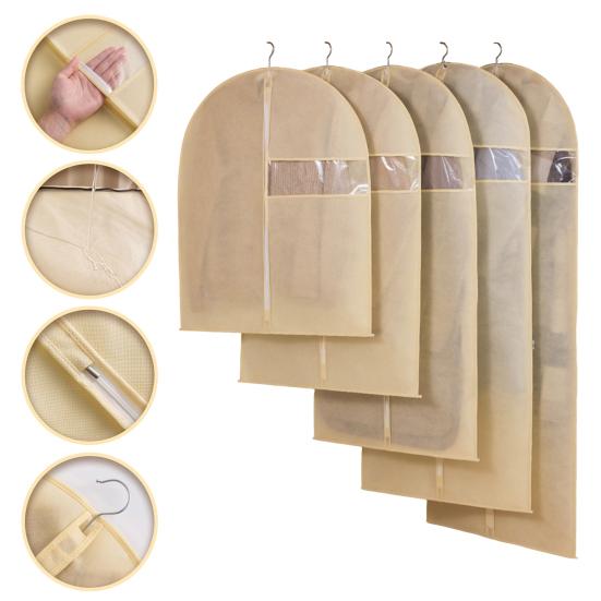 Garment Bag Dustproof Clothing Cover with Transparent Window Zipper Closure Closet Organizer Coat