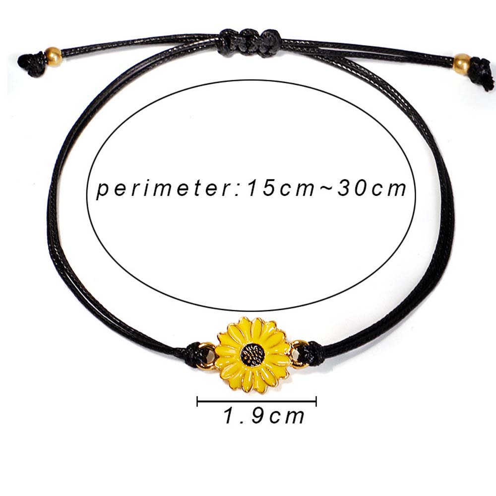 Браслет для пары «Любовь и дружба» на черной нити, плетеный браслет, модные украшения, браслет с подсолнухом