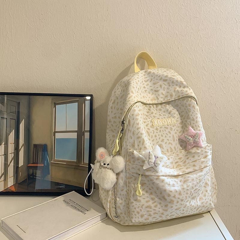 European and American Style Female Retro Leopard Print Simple and Lightweight Travel Computer Backpack Backpack