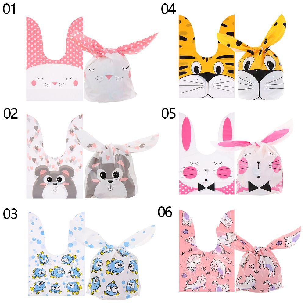 10 шт. пакетов с кроличьими ушками для печенья, конфет, подарков, пластиковые пакеты, Счастливой Пасхи, упаковка для выпечки, для печенья, закусок, товары для вечеринок