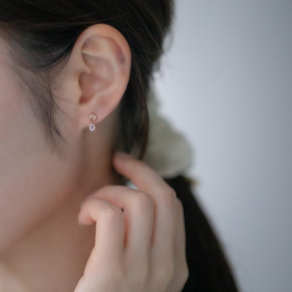 BLOOM In In Beautiful Hundred K10 Pink Gold Rose Quartz Poinsettia Earrings [BLOOM] [Published Sweet] [Published Flowers] 0221-0224-0049-0000