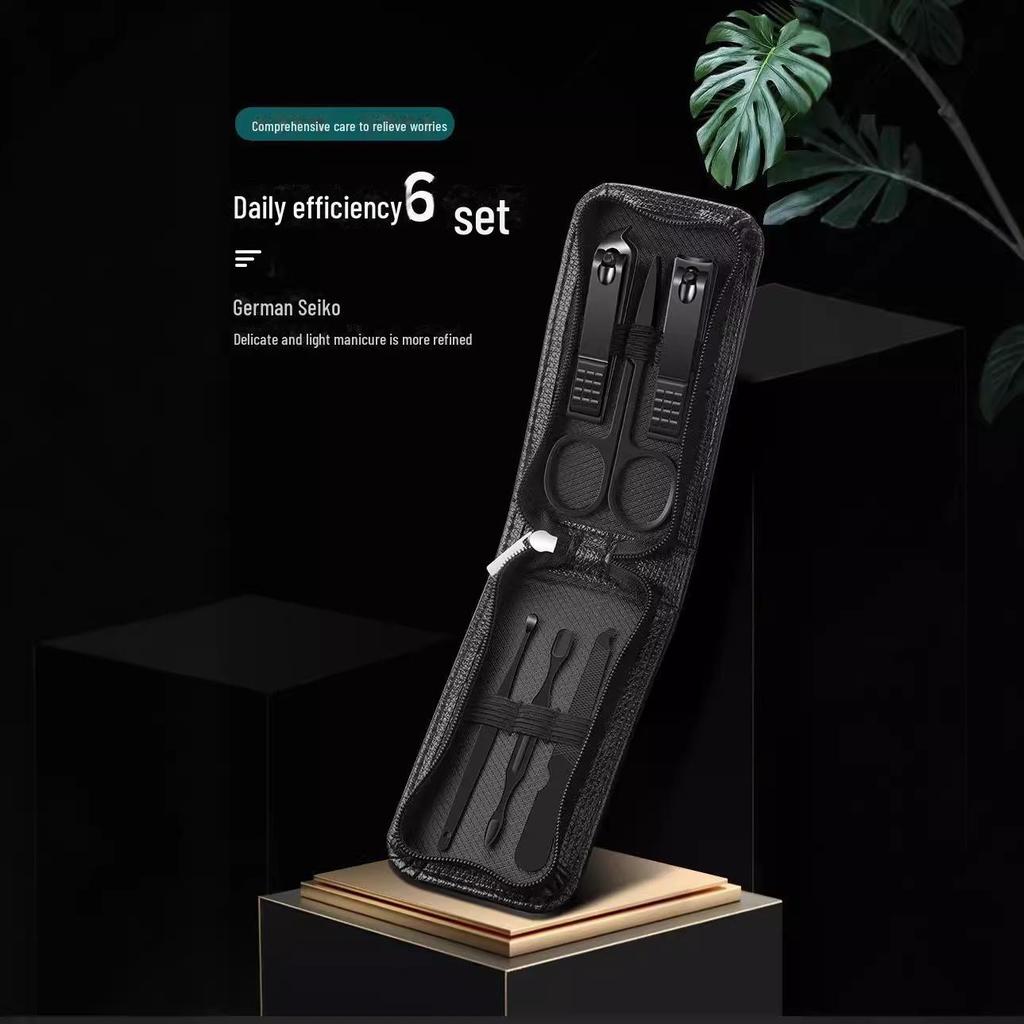 "Green Manicure Tool Set: Professional Nail Clippers & Dead Skin Scissors with Storage Box"