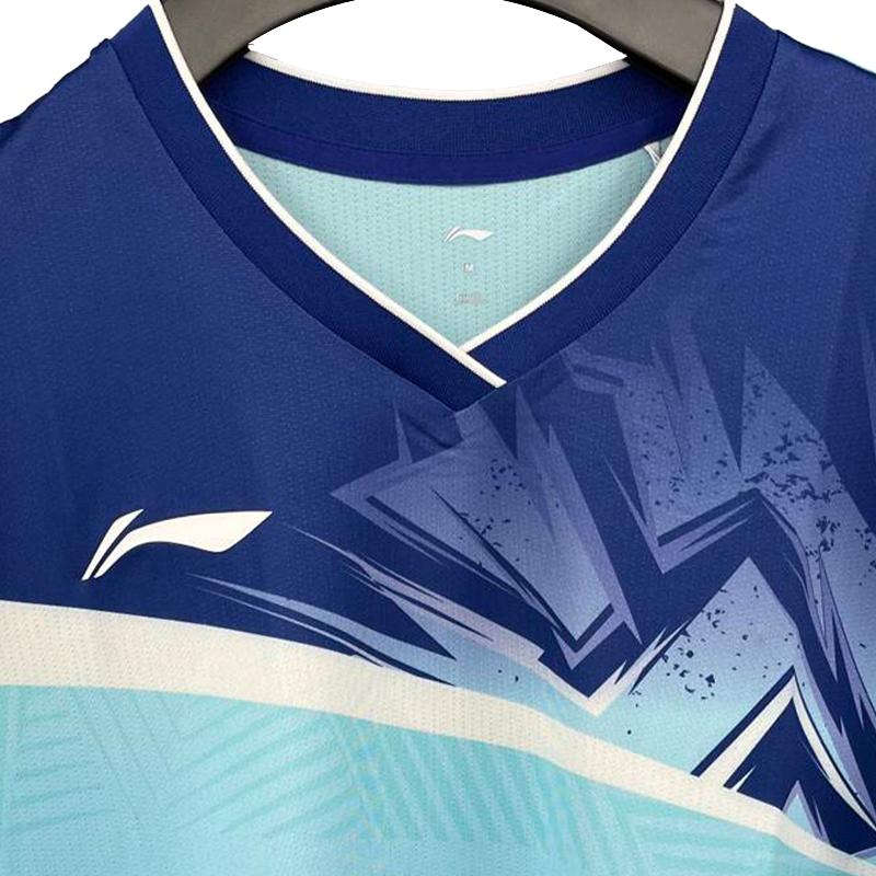 Летняя бадминтонная футболка Li Ning мужская, влагоотводящая, с коротким рукавом, тренировочный костюм AAYV023-3