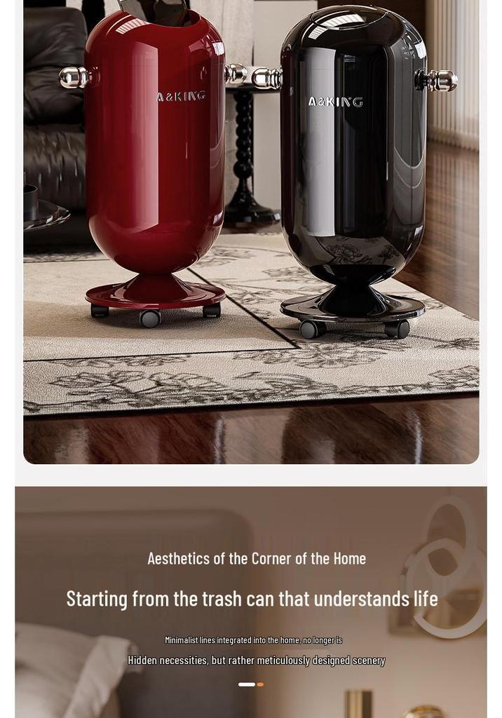 2026 Flip-Top Double Bin Trash Can with Wheels, Lid, for Home, Living Room, Bedroom & Bathroom.