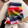 Rainbow Stripes Mohair Scarf Men And Women In Winter Colour Blocking Stripes Wool Short Scarf Students Warm Short Scarf