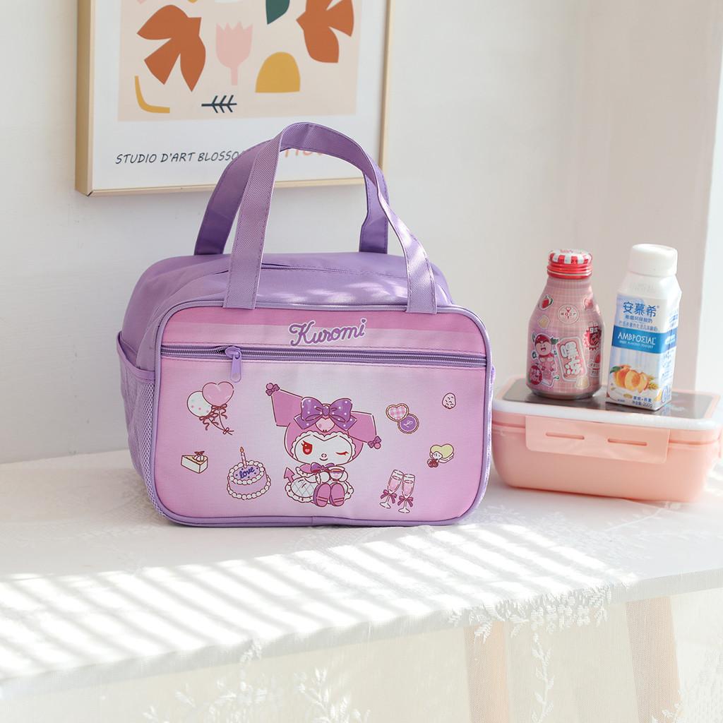 Cute Hello Kitty Kuromi Print Insulated Lunch Cooler With Side Pocket For Kids And School Use