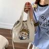 Cute Cartoon Canvas Bag Handbag New Large Capacity Shoulder Messenger Bag Student High Value Shopping Bag