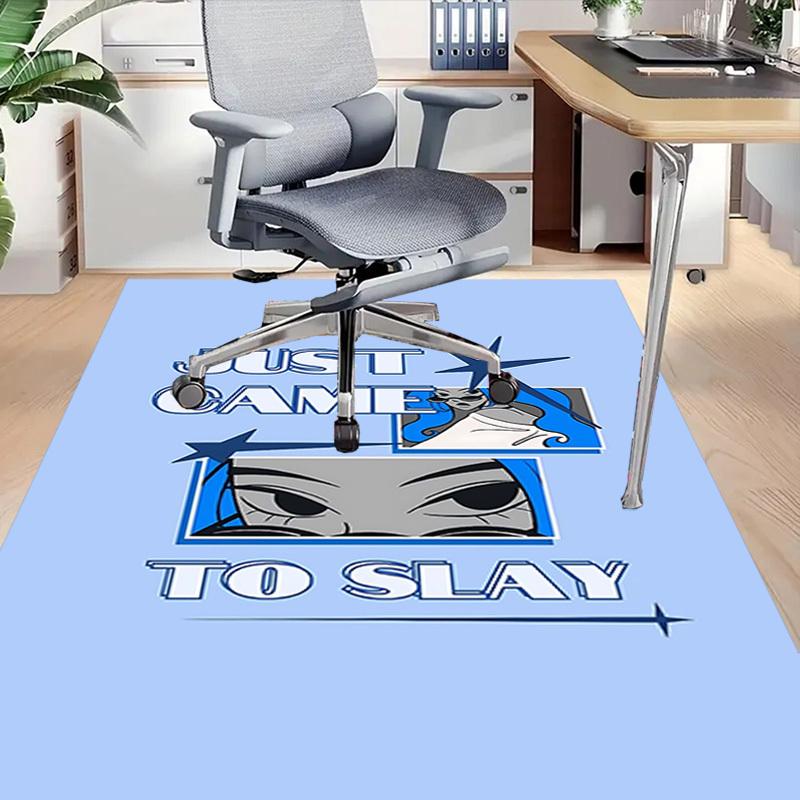 1pc JUST SLAY Home Office, Durable Polyester Floor Mat with Easy, Office Decor, Urban Style, Nonslip Backing, Highquality Fabric