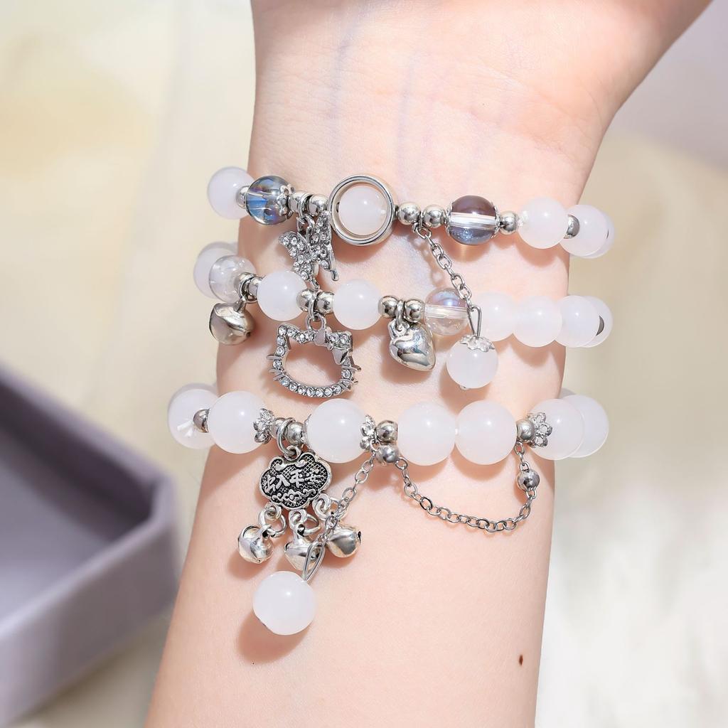 Small Fresh Color Butterfly Broken Bead Bracelet Female Ins Style Niche Design New Gray Moonlight Star and Moon Crystal Jewelry