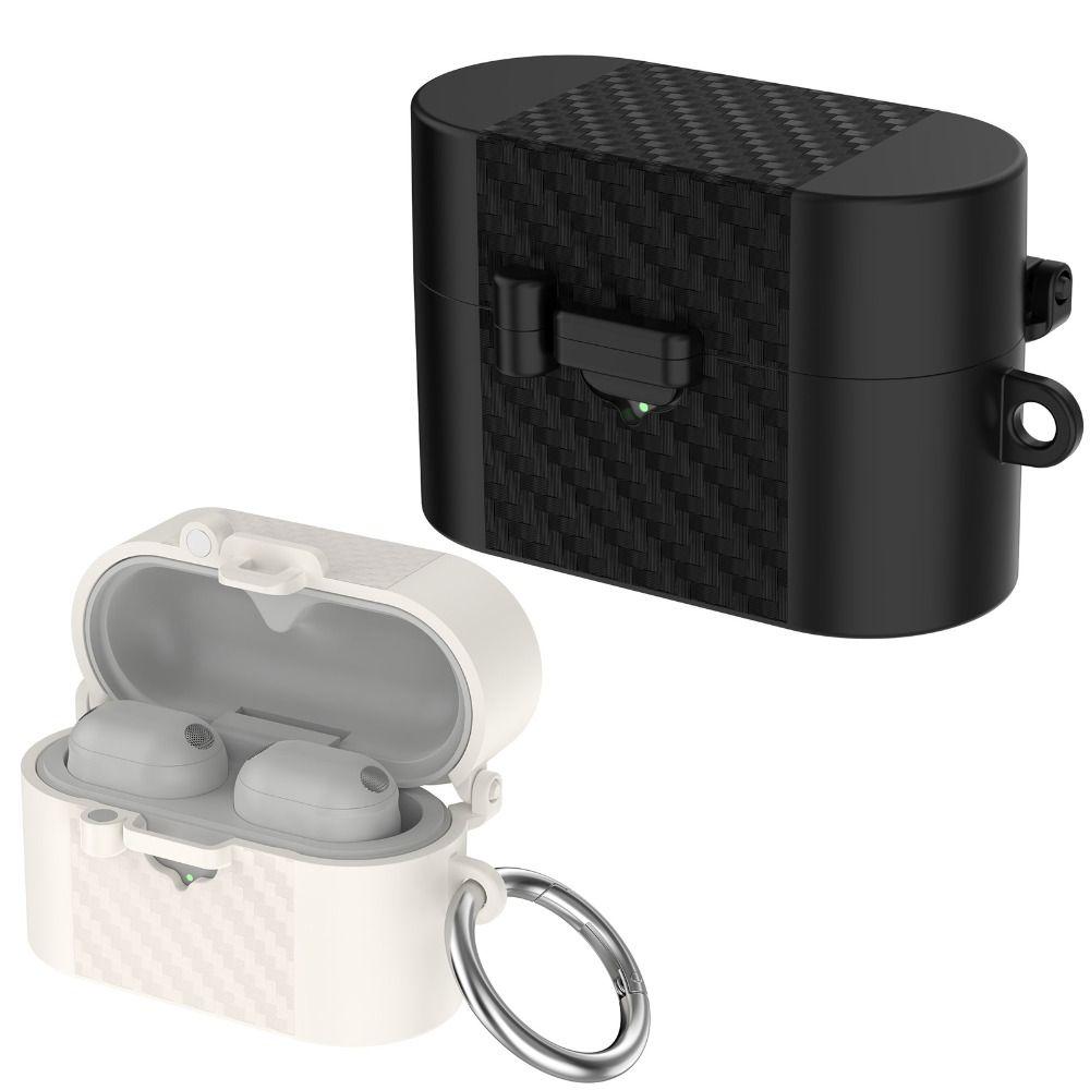 Carbon Fiber Texture Earbuds Cover Magnetic Buckle Charging Case Protector for Sony WF-1000XM6