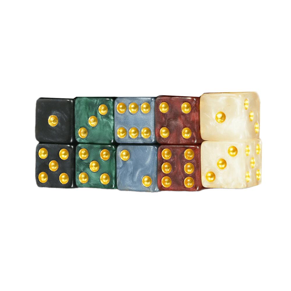 Mini Dice 10pcs D6 Standard Marble Effect Golden Pips Plastic 12mm Game Die Toy New Outdoorliving for Board Game
