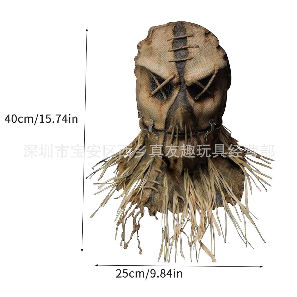 New Scary Scarecrow Halloween Mask Latex Premium Scarecrow Headgear Sack Ghost Head