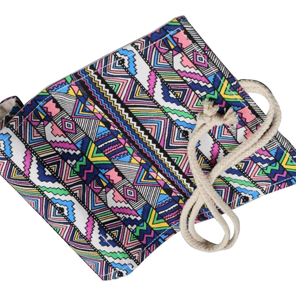 Pencil Wrap Roll Up 72 Slots  Ethnic Style Soft Thick Canvas Pen Curtain for Artist Author Chi