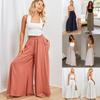 2025 European-American Spring/Summer Women's High Waist Wide-Leg Long Pants with Elastic Waist