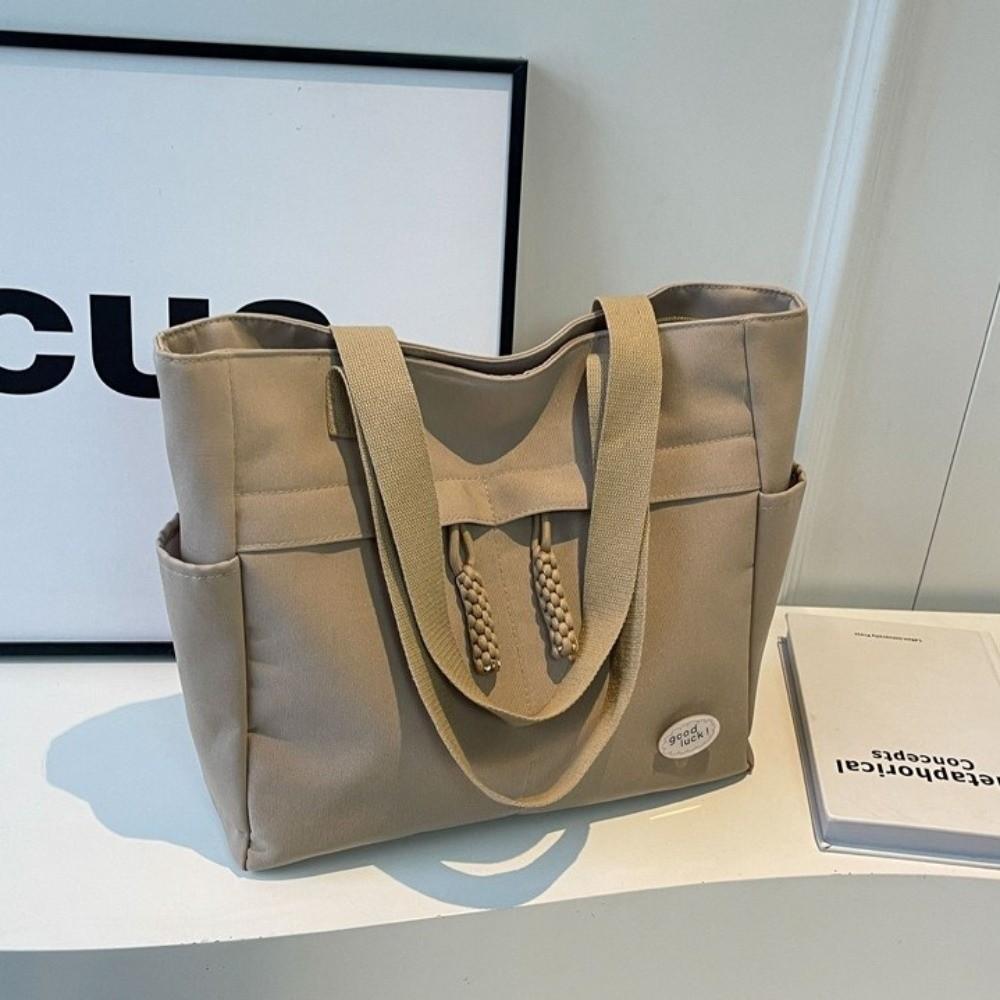 Japanese Style Simple Handbag Multi Pocket Shoulder Bag Simple Canvas Tote Bag Shopping