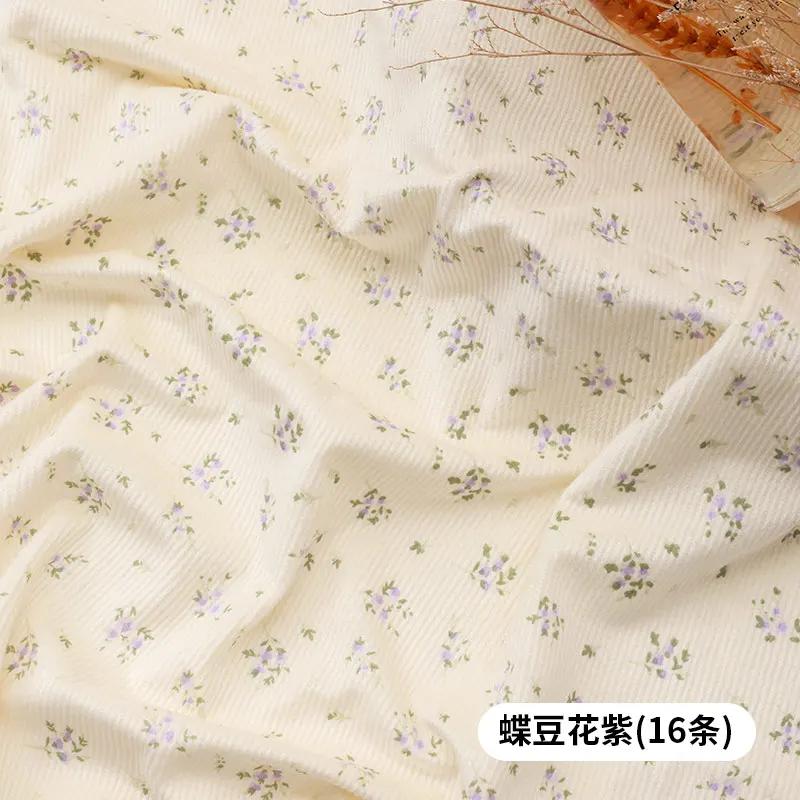 150x50cm Thickened Small Floral Printed Corduroy Fabric Making Dresses, Children's Clothing, Handmade DIY Clothing Fabrics