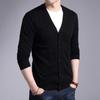 Spring Autumn Black Handsome Fashion Knitted Cardigan Middle-aged Men Korean Jacket Button Loose Sweater Trend