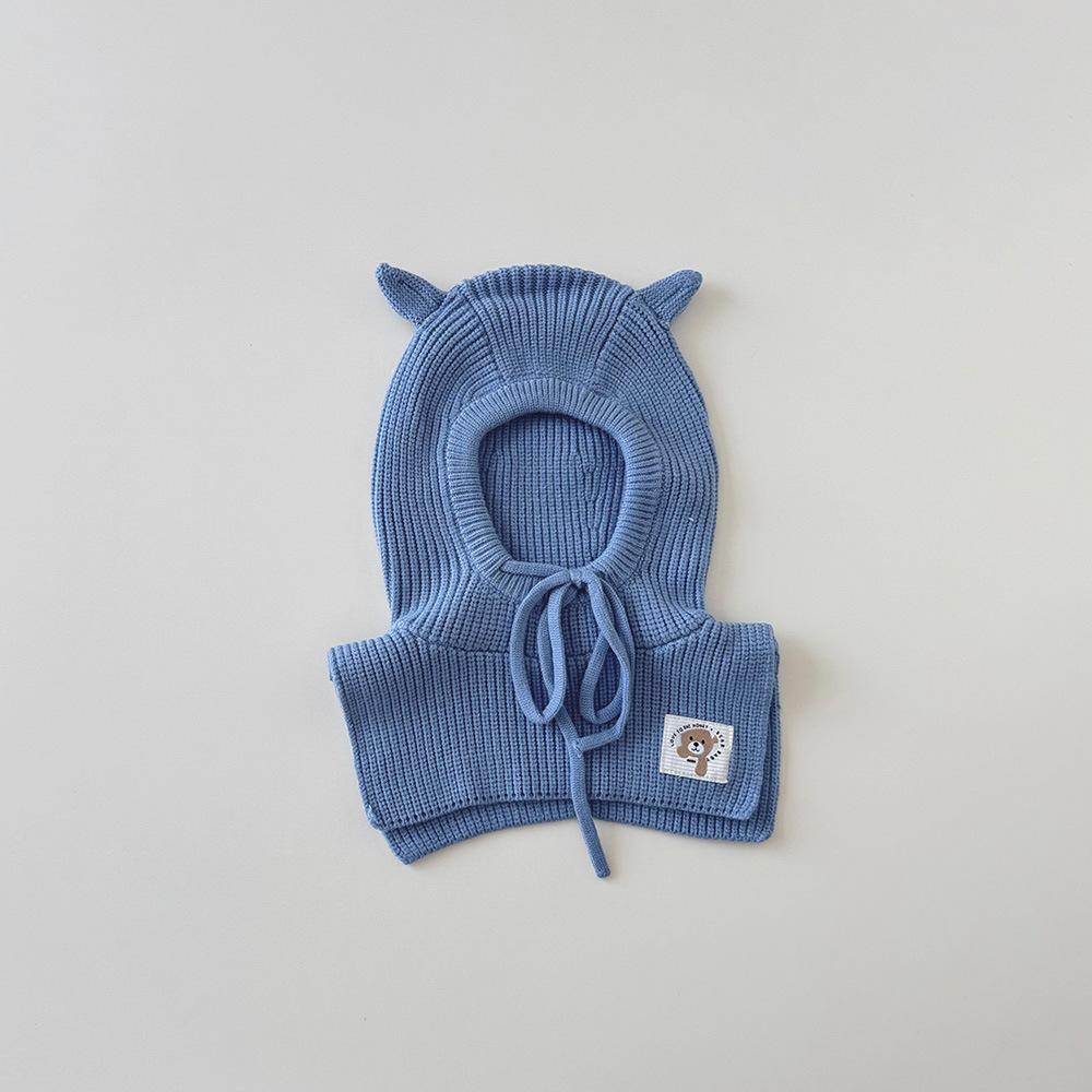 Комплект 2 в 1: детская шапка-шарф, зимний набор, шапка-бини с ушками для малышей, грелка для шеи, вязаная балаклава для мальчика, девочки, теплый зимний аксессуар