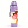 1PC Tongue Out Cow Illustration 750ml Color Plastic Sports Water Bottle Leakproof Flip Straw Lid Suitable for Sports Office Home Use