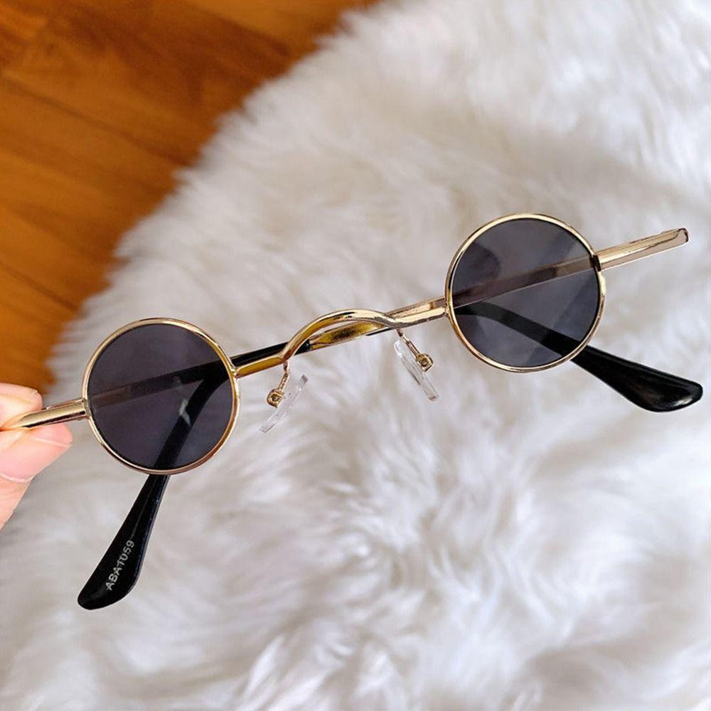 Small Round Sunglasses Metal Frame Hip Hop Punk Sun Glasses Mini Candy Color Lens Sunglasses Ins Fashion Shades For Women Men