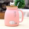 Milk Coffee Ceramic Mug with Lid Spoon Cup Cute Cat Heat-resistant Cup Kitten Children Cup Office