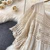 Dimanaf 2025 New Summer Women Long Knitted Dress Sleeve Basic Fashion Lace Dresses Casual Loose