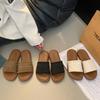 Ethnic style slippers women's outer wear summer new cross strap Roman sandals student flat bottom non-slip one-word