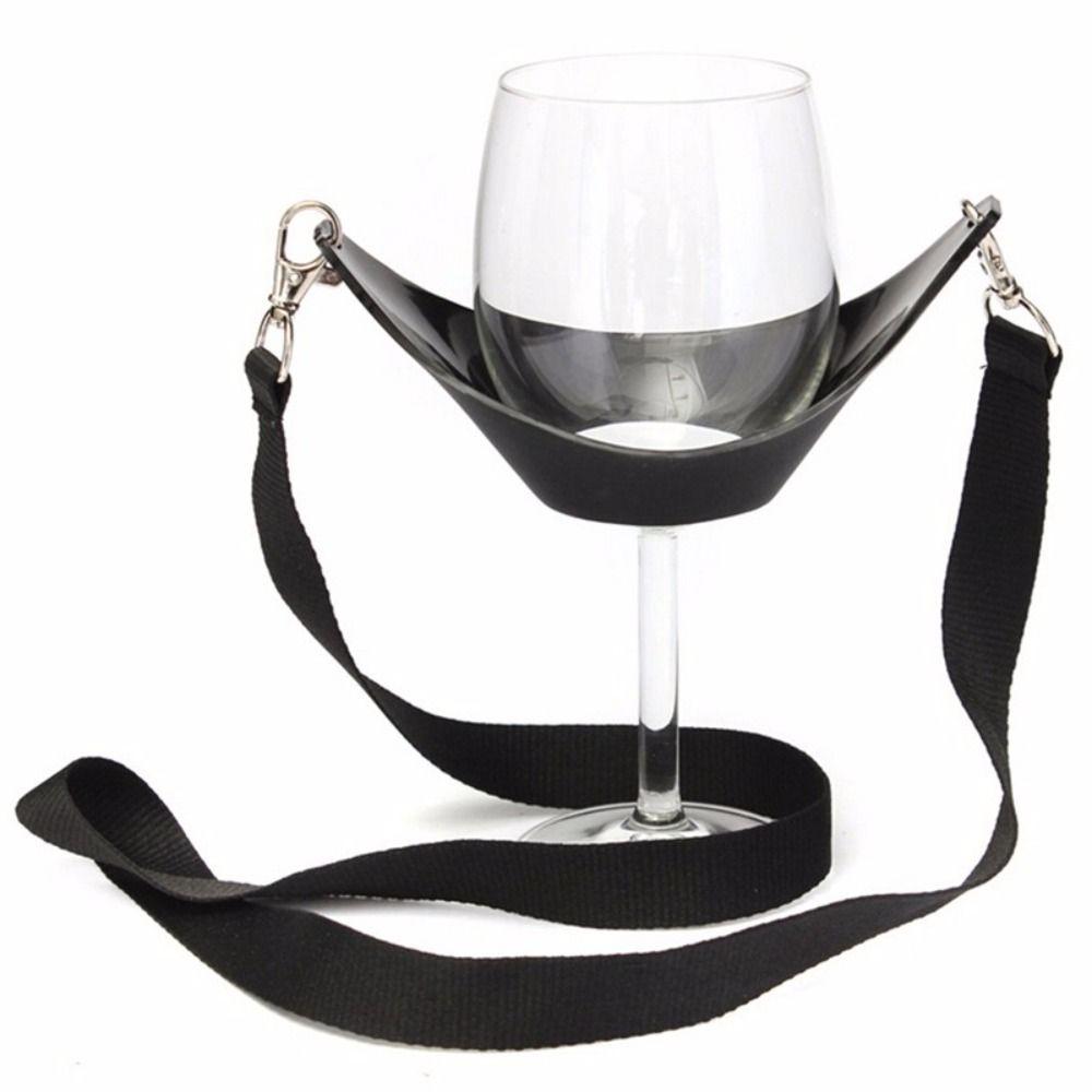 Neck Wine Glass Holder Black Wine Strap Sling Portable Yoke Glass Support  Birthday Party
