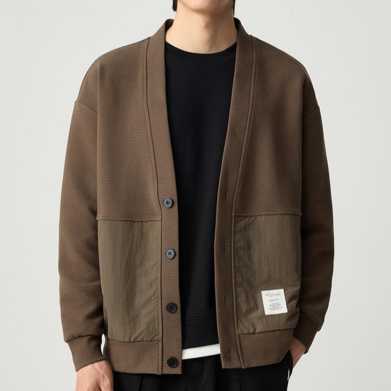 Весенний новый мужской простой свободный свитер с V-образным вырезом, кардиган, куртка