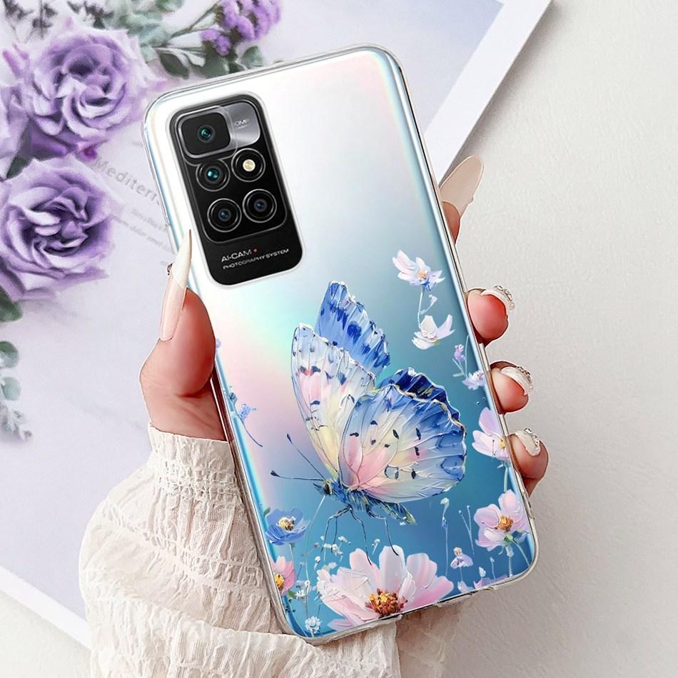 For Xiaomi Redmi 10 2022 Elegant Floral Butterfly Phone Case For Redmi10 Prime 2022 Soft Silicone TPU Cases