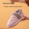 Waterproof Leather-Cotton Slippers, Non-Slip Closed Heel for Indoors