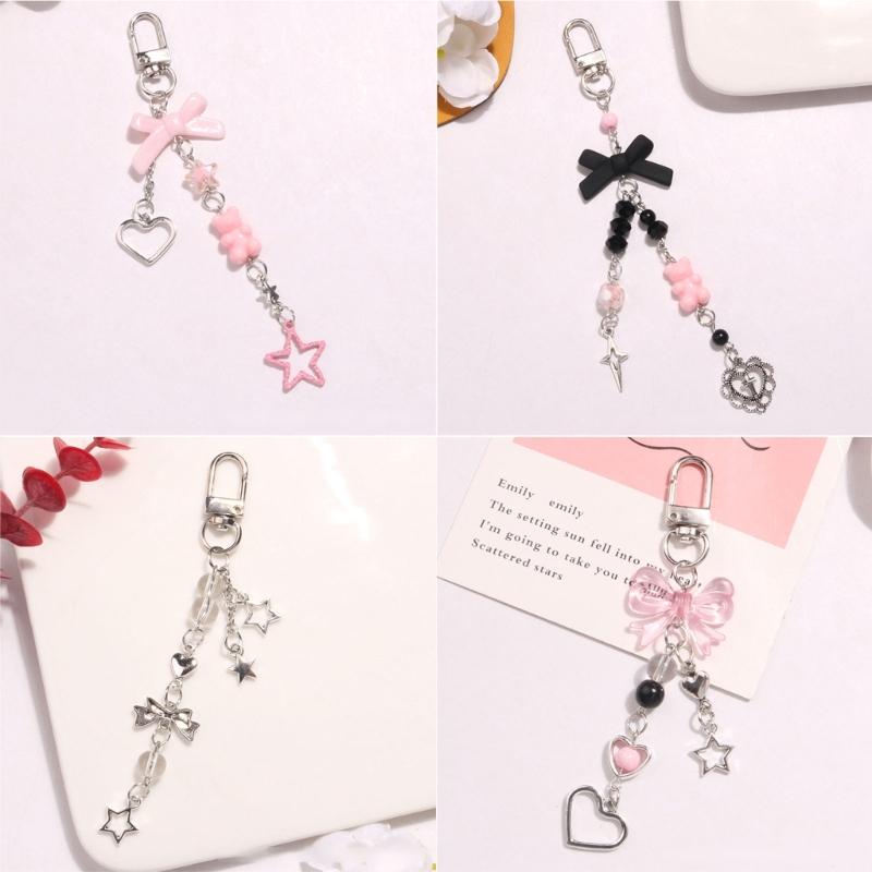 Eye Catching Heart Bear Key Chain Pendant Butterfly Knot Key Rings for Phones