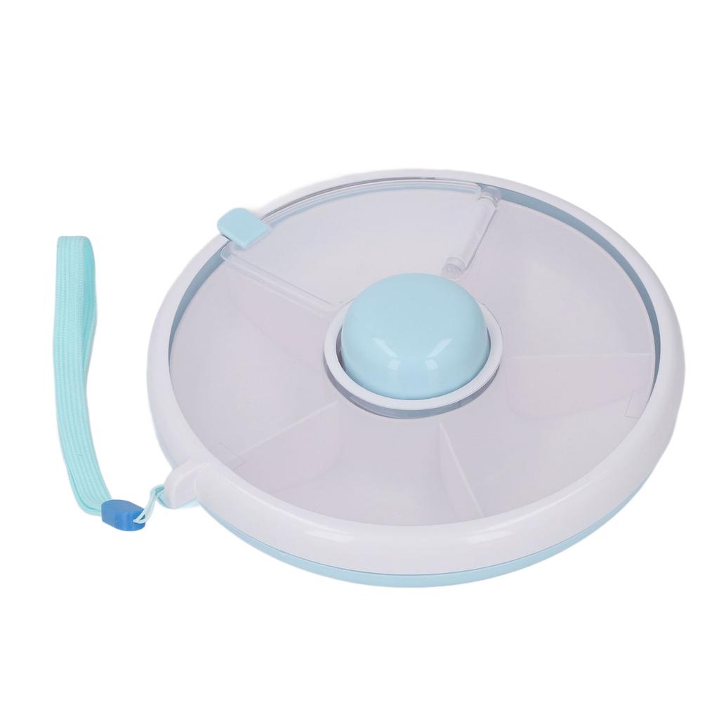 Rotating Snack Box With Lid 5 Compartment Dispenser Damp Proof Sealed Portable Kids Fruit Rotating