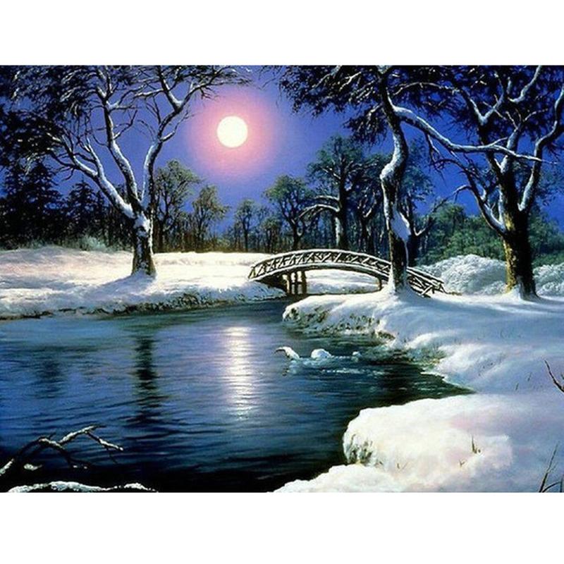 Winter Snow Landscape DIY 5D Diamond Painting Full Round Resin Diamond Embroidery Rhinestones Mosaic Cross Stitch Home Decor