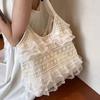 Lightweight and Large Capacity Korean Style Tote Casual Vacation Lace Lace Lace Large Capacity Mesh Shoulder Bag Single Shoulder Armpit Women's Bag