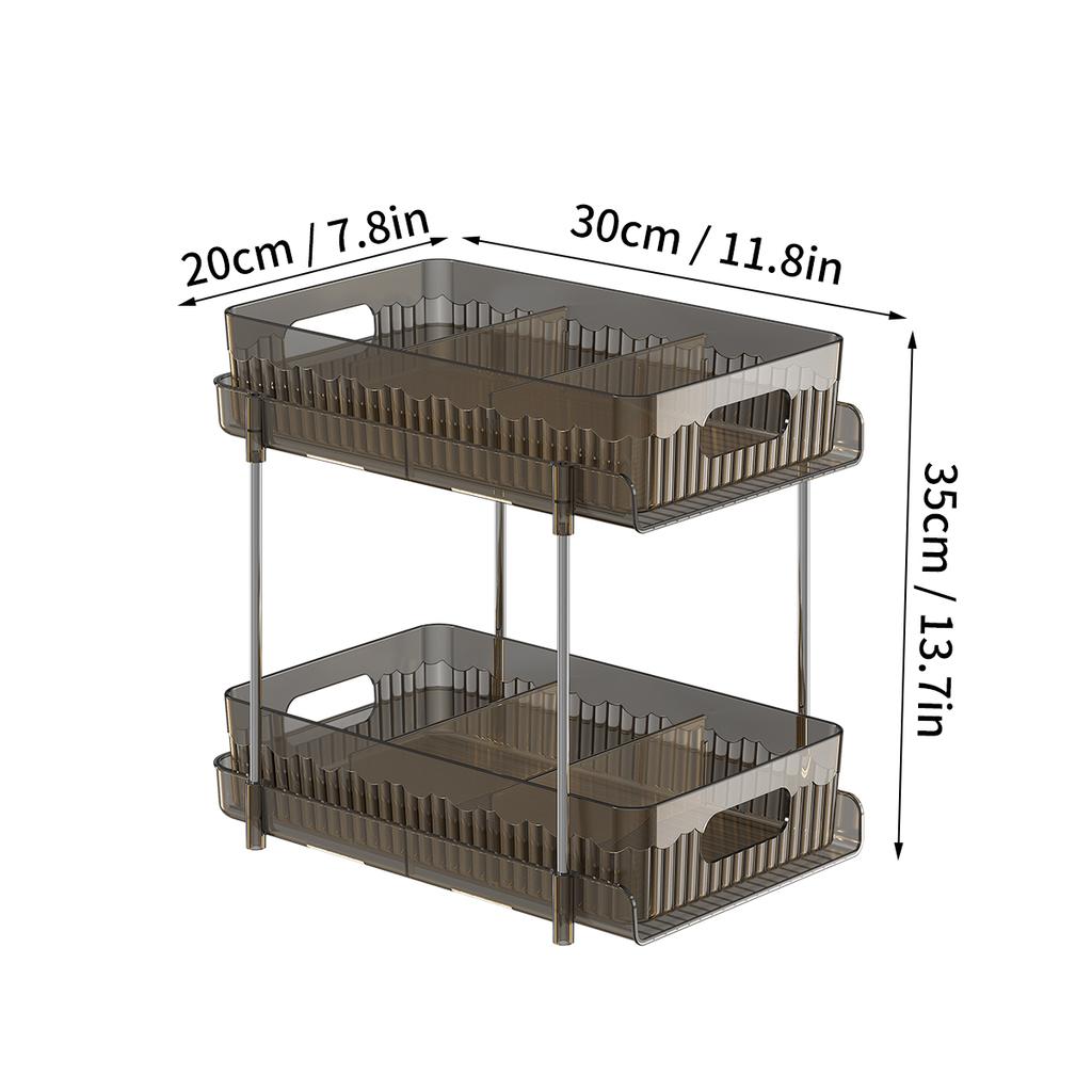 Double Layer Cosmetic Organizer Shelf Multifunctional Plastic Bathroom Shelf Pull Out Cabinet Storage Kitchen Organizer
