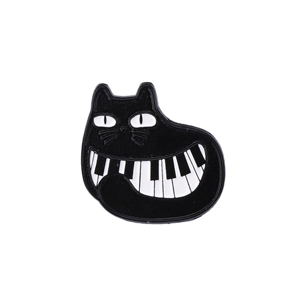 Purring Kitten Black Cat Enamel Pin Cartoon Beating Note Brooch Exquisite Piano Cat Badge  Skirts