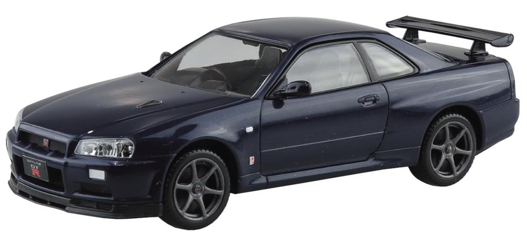 Aoshima Bunka Kyozai 1/32 Scale Rakupla Snap Kit No.12-MP Nissan R34 Skyline GT-R Midnight Purple Pre-Colored Plastic Model Kit (Automobile)