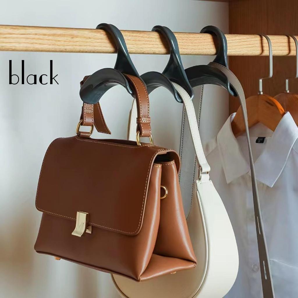 Lunari Bag Hanger Set of 4, Hooks, Bag Holder, Closet Storage, Organization, Shape Retention, Black (Black)