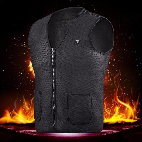 S-3XL USB Heating Tank Top Men's Winter Electric Sleeveless Jacket Outdoor Heating Tank Top Hiking Heating Tank Top (Excluding Power Bank)