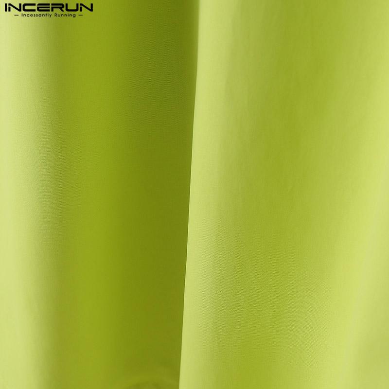 INCERUN Men V Neck Long Drawstring Sleeve Solid Color Casual Shirts Tops